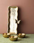 Decorative Gold Tray with Butterfly Design and Serving Bowls