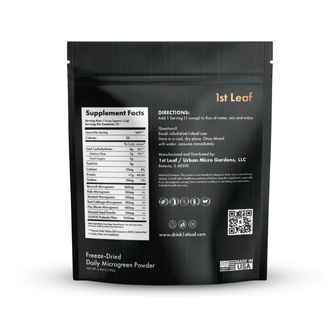 1st Leaf Microgreen Powder Supplements Facts