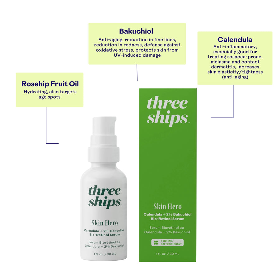 Three Ships: Skin Hero Calendula + 2% Bakuchiol Bio-Retinol Serum