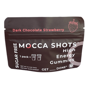 Seattle Gummy Company  - Mocca Shots High Energy Gummies with Caffeine | 1-Pack - Dark Chocolate Strawberry