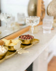 Decorative Gold Tray with Butterfly Design and Serving Bowls