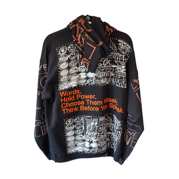 Snow Milk Hoodies: Words Hold Power Black (L-5XL)