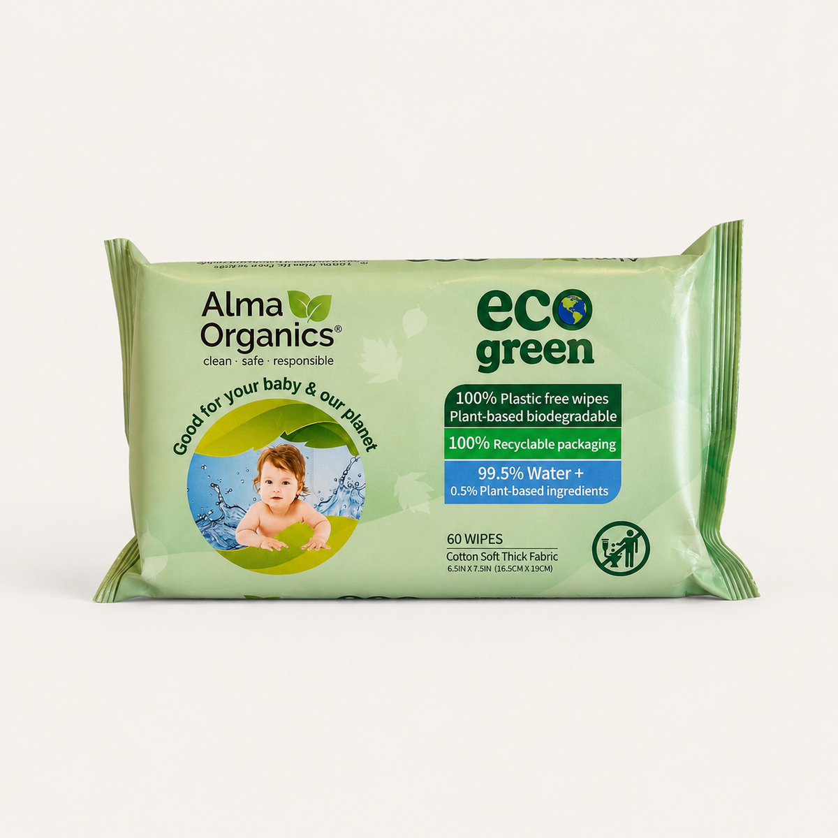 Eco Green Baby Wipes - 60 Wipes