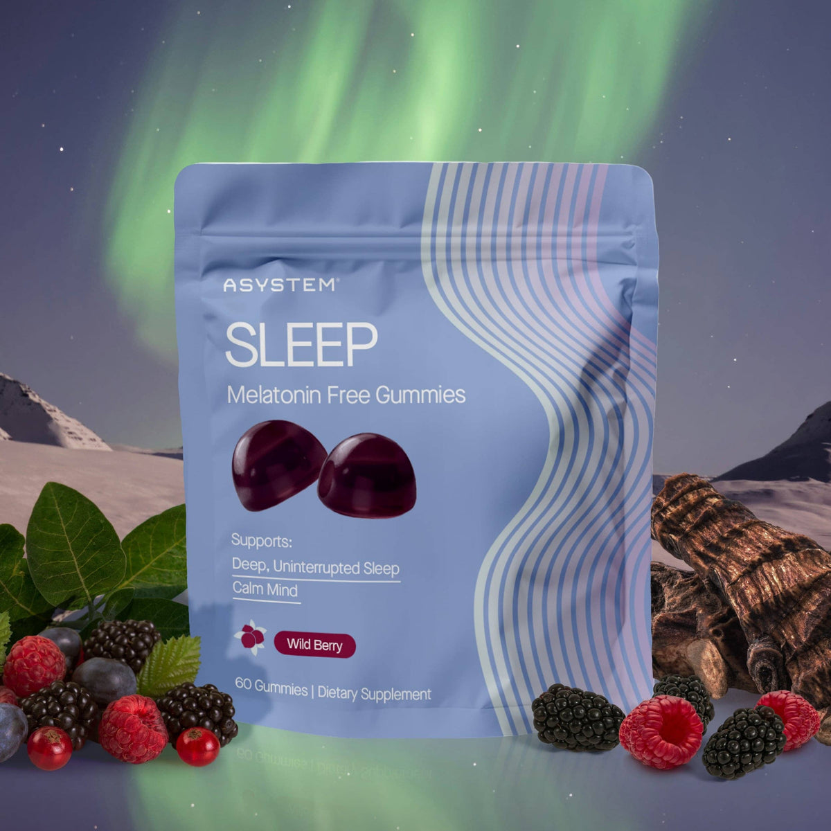 Sleep Gummies: Wild Berry, Melatonin-Free - 60 Gummies