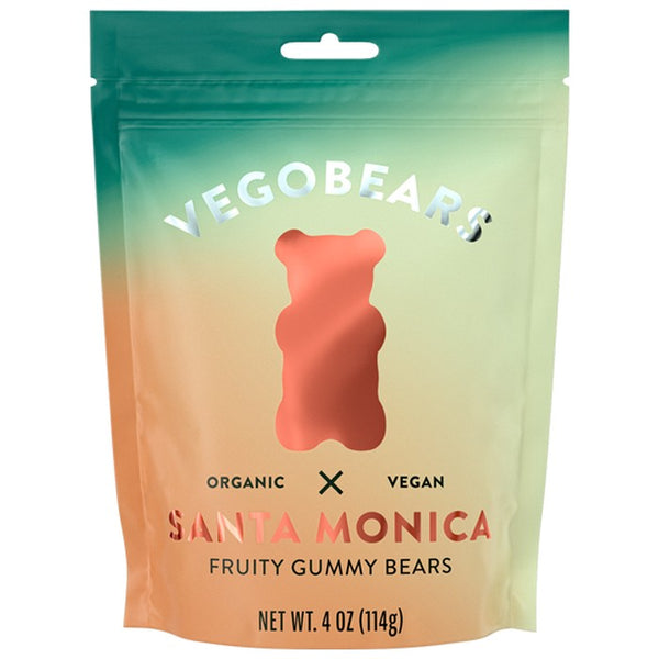 VegoBears Santa Monica Vegan Gummy Bears – Organic Fruity Gummy Bears, Non-GMO, Banana, Pineapple, & Strawberry Gummies 4 Ounce