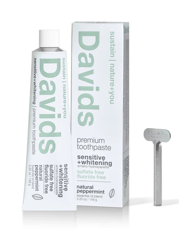 Davids Natural Toothpaste: Davids sensitive+whitening nano-hydroxyapatite premium toothpaste