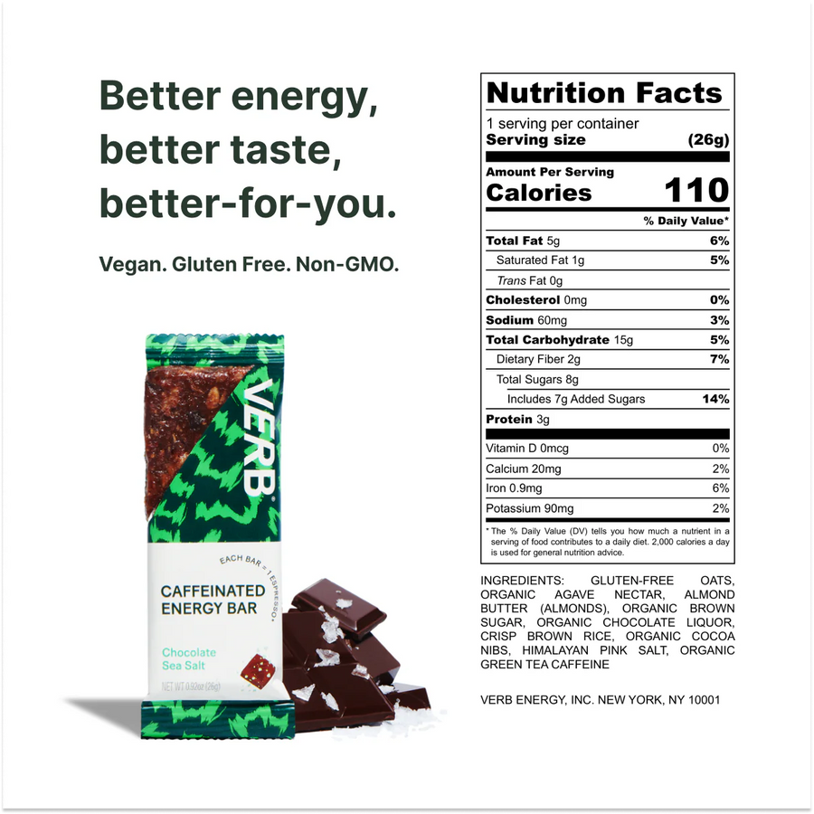 Verb Caffeinated Energy Bars - Chocolate Sea Salt