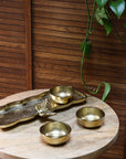 Decorative Gold Tray with Butterfly Design and Serving Bowls