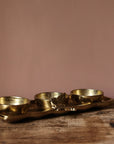 Decorative Gold Tray with Butterfly Design and Serving Bowls