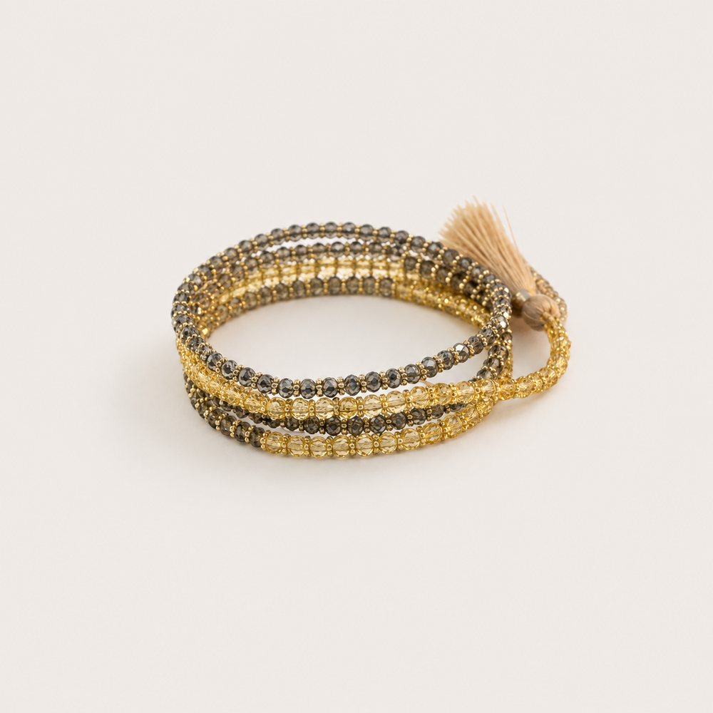 Karma And Luck Pristine Companion - Citrine Pyrite Wrap Bracelet