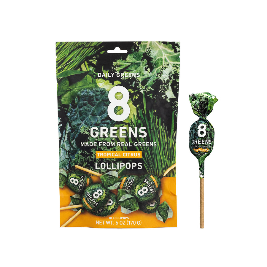 8Greens - Super Greens, Real Greens Powder in a Lollipop (Tropical Citrus) - Pack of Ten