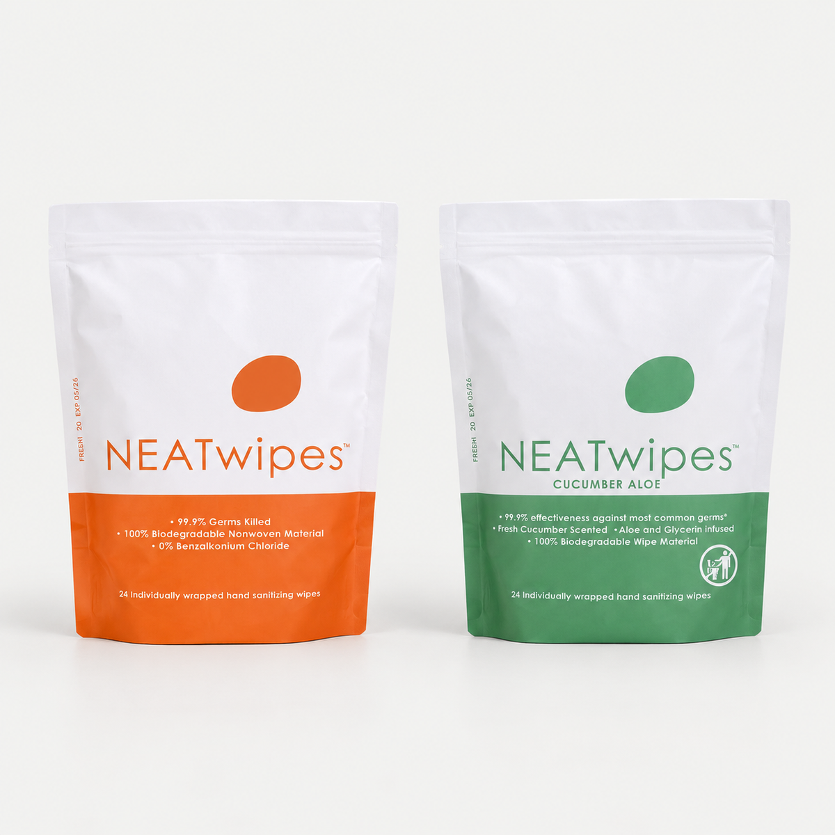 NEATwipes Biodegradable Hand Wipes 24 pack