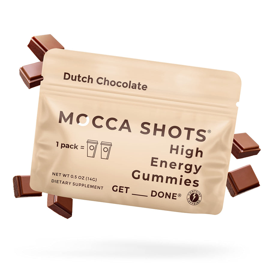 Seattle Gummy Company Mocca Shots High Energy Gummies with Caffeine | 1-Pack Dutch Chocolate