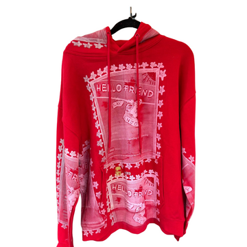 Snow Milk Hoodies: Hello Friend Red (XL)