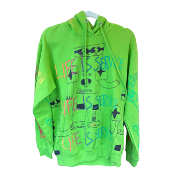 Snow Milk Hoodies: Life is Service Green (M)
