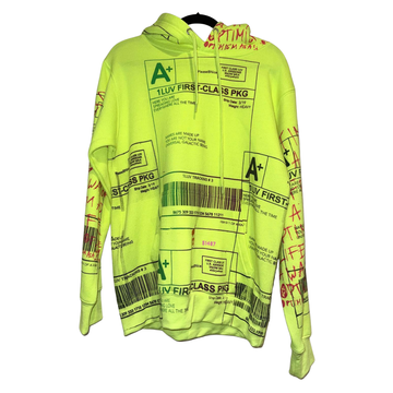 Snow Milk Hoodies: Positive Shipping Label Bright Green (L)