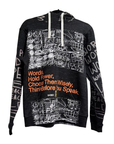 Snow Milk Hoodies: Words Hold Power Black & Orange (M)