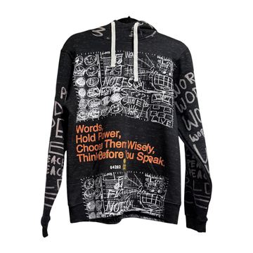 Snow Milk Hoodies: Words Hold Power Black & Orange (M)