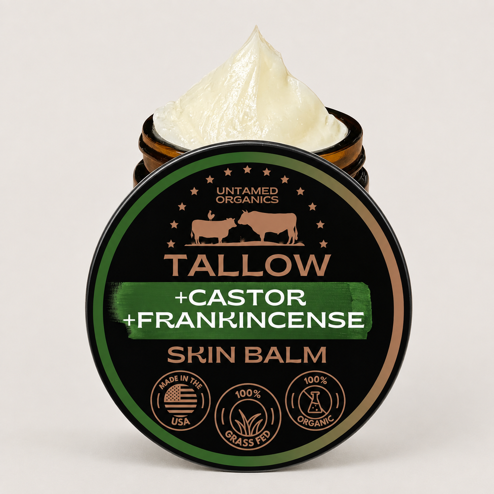 Untamed Organics: Tallow, Castor, & Frankincense Skin Balm | 2 oz Glass Jar