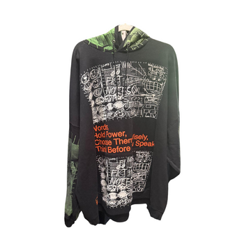 Snow Milk Hoodies: Words Hold Power Dark Grey & Green (3XL)