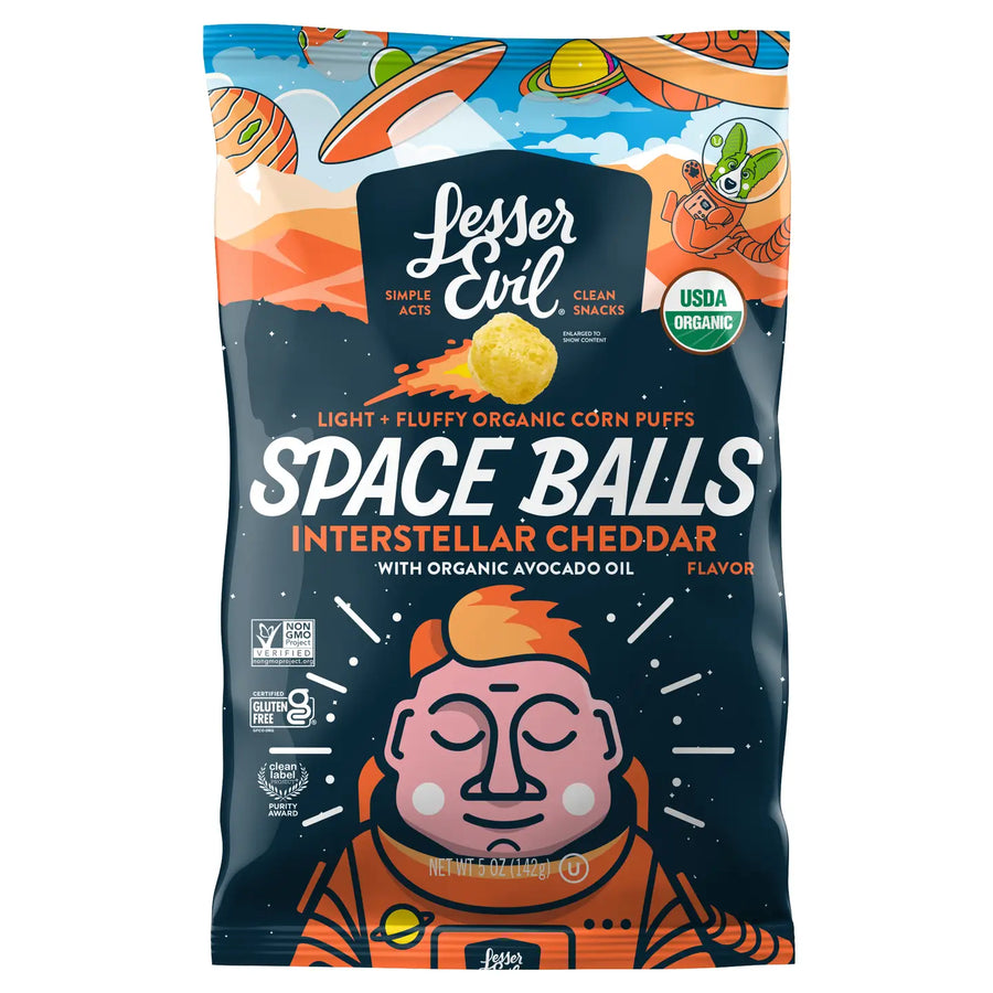 Lesser Evil: Space Balls - Interstellar Cheddar, 5oz