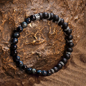 Karma & Luck - Balanced Perspective - Onyx Blue Tiger's Eye Bracelet