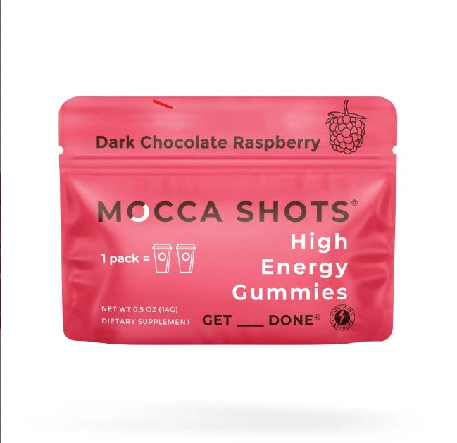 Seattle Gummy Company Mocca Shots High Energy Gummies with Caffeine | 1-Pack Raspberry Chocolate