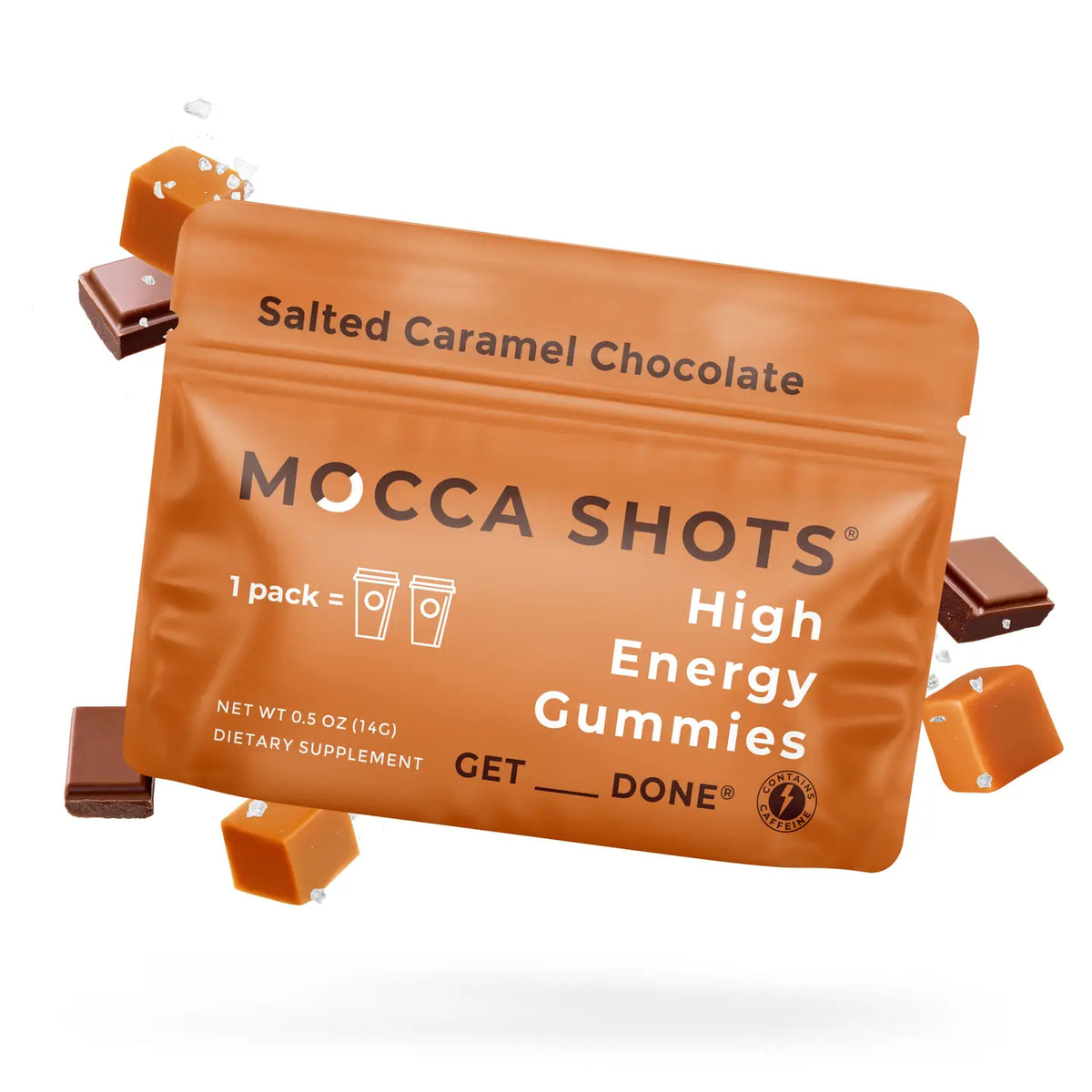 Mocca Shots High Energy Gummies – Salted Caramel Chocolate flavor