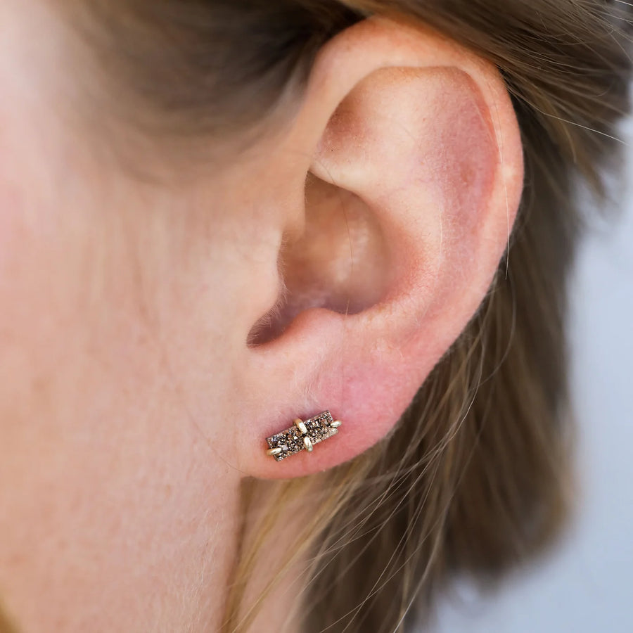 JaxKelly Rose Gold Bar Druzy Earrings