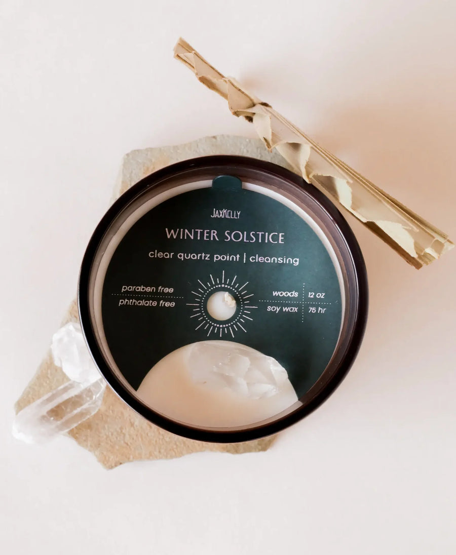 JaxKelly Winter Solstice Crystal Candle: Woods